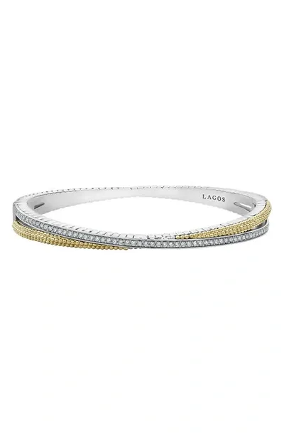 Lagos Caviar Lux Diamond Bangle In Silver