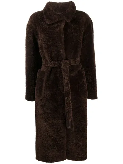 Suprema Belted Fur Coat In Brown