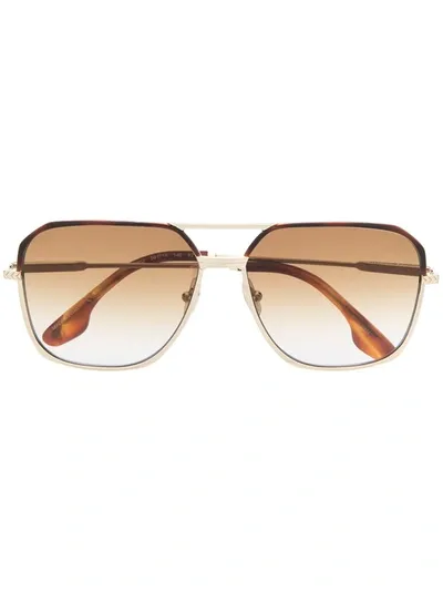 Victoria Beckham Square-frame Aviator Sunglasses In Gold