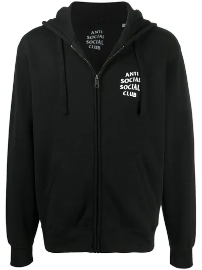 Anti Social Social Club Logo Print Hoodie In Black