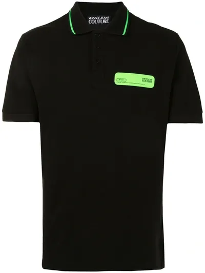 Versace Jeans Couture Logo Patch Polo Shirt In Black