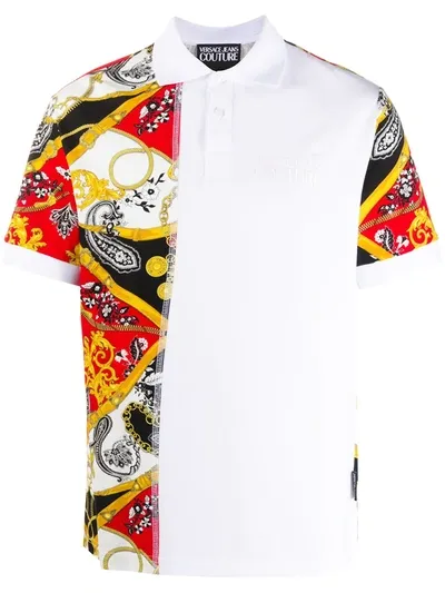 Versace Jeans Couture Chains-print Polo Shirt In White