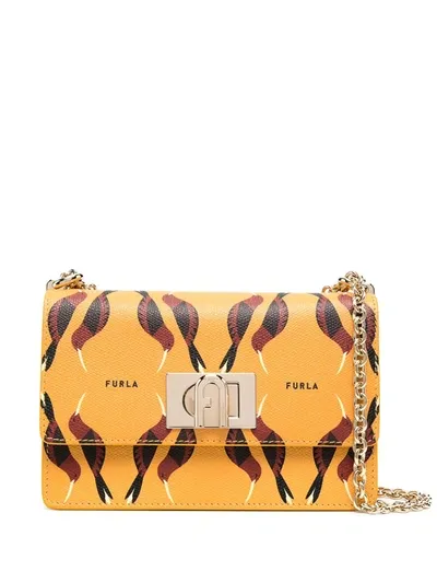 Furla 1927 Hummingbird-print Crossbody Bag In Yellow