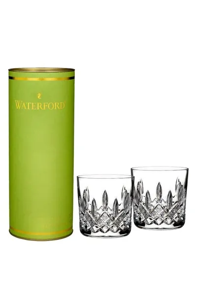 Waterford Giftology Lismore Set Of 2 Lead Crystal Double Old Fashioned Glasses In Clear