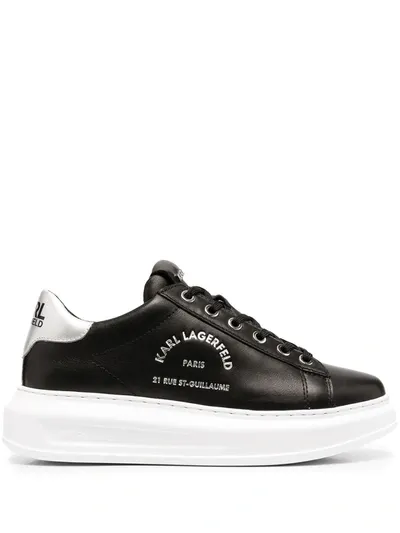 Karl Lagerfeld Address Print Low-top Sneakers In 黑色