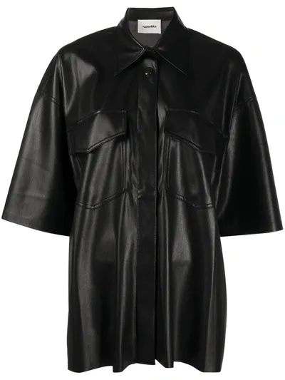 Nanushka Tippi Vegan Leather Shirt In Black