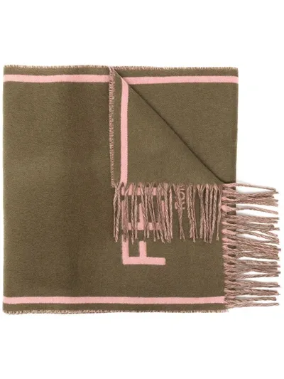 Fendi Logo Tassel Scarf In Green