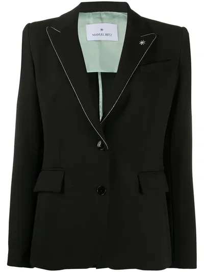 Manuel Ritz Metallic Trim Blazer In Black