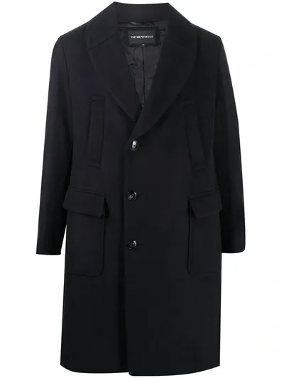 Emporio Armani Single-breasted Coat In Blue