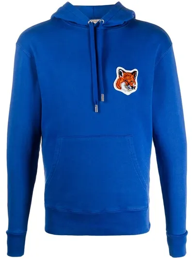 Maison Kitsuné Fox Patch Hoodie In Blue