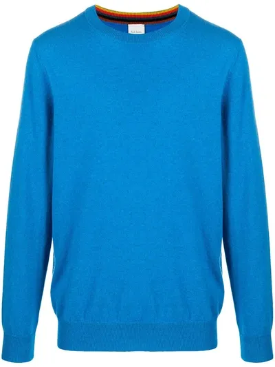 Paul Smith Long-sleeved Ribbed-knit Edge Jumper In Blue