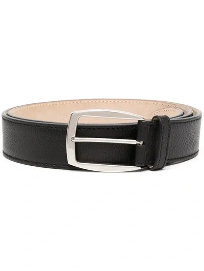 Brioni Logo Stitched Belt In Black