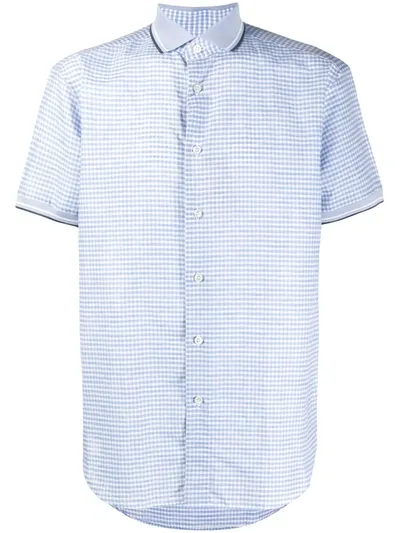 Brioni Check Button-up Shirt In Blue