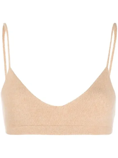 Laneus Cashmere Knit Bralette Top In Neutrals