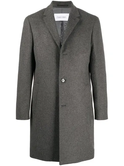 Calvin Klein Crombie Cashmere Coat In Grey