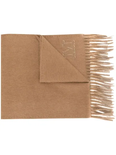 Max Mara M Logo Patch Scarf In Brown