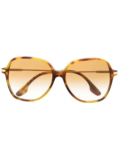 Victoria Beckham Navigator Square Sunglasses In Gold