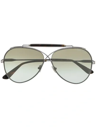 Tom Ford Tom N.6 Aviator Sunglasses In Silver