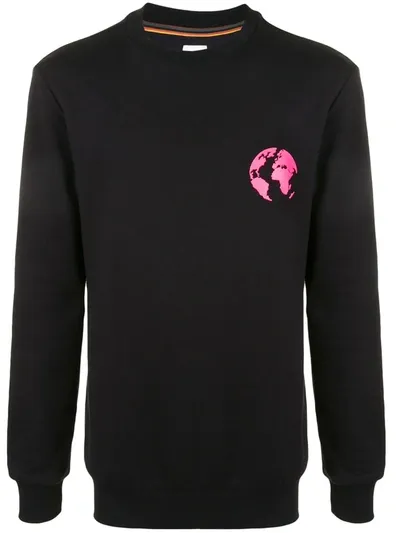 Paul Smith Earth Graphic Print Sweatshirt In Black