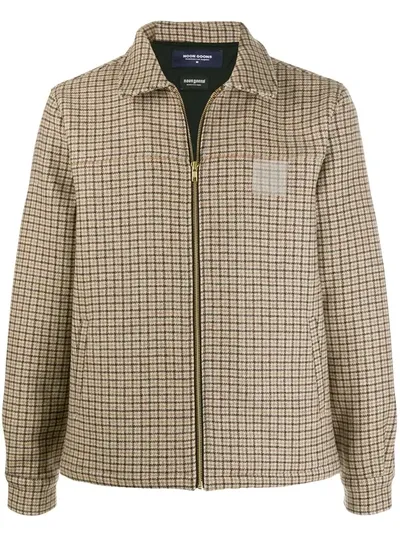 Noon Goons Logo Patch Checked Harrington Jacket In Neutrals