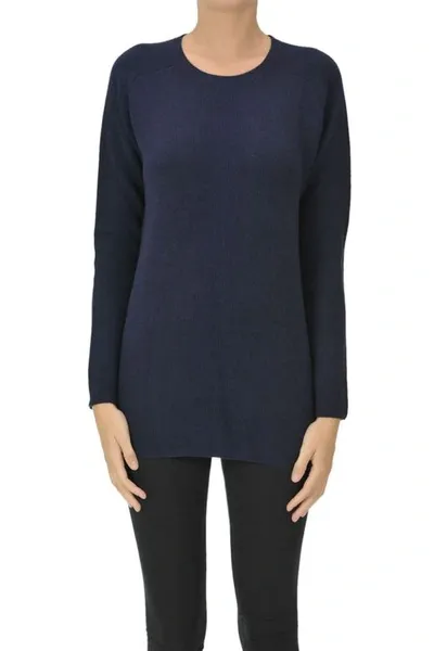 Bruno Manetti Rouned Neckline Pullover In Blue