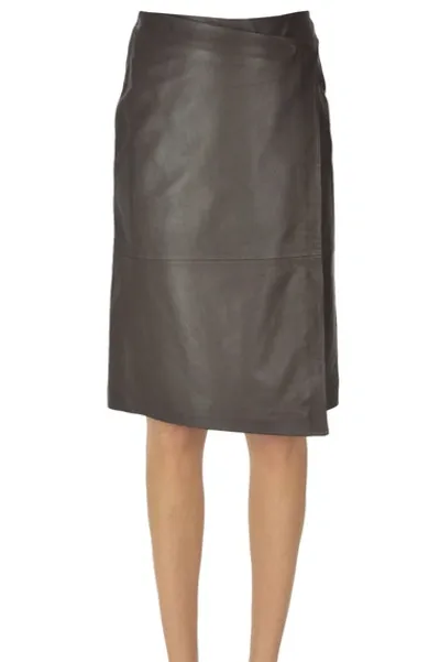 Stand Studio Leather Skirt In Dark Brown