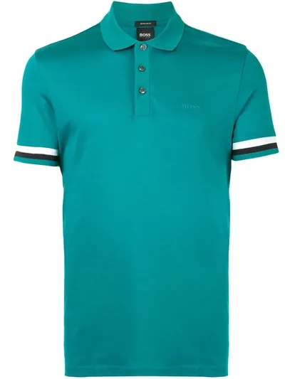 Hugo Boss Logo Print Short-sleeved Polo Shirt In Green