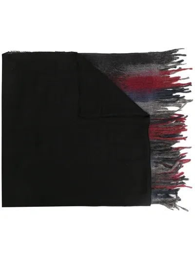 Faliero Sarti Fringed Multicolour Scarf In Black