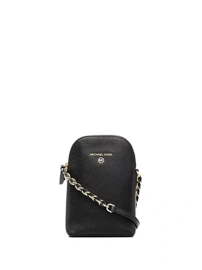 Michael Kors Leather Shoulder Bag With Chain-link Strap In Negro