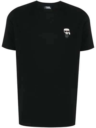 Karl Lagerfeld Ikonik-logo Cotton T-shirt In Black