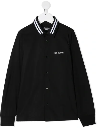 Neil Barrett Kids' Logo Print Polo Shirt In Black