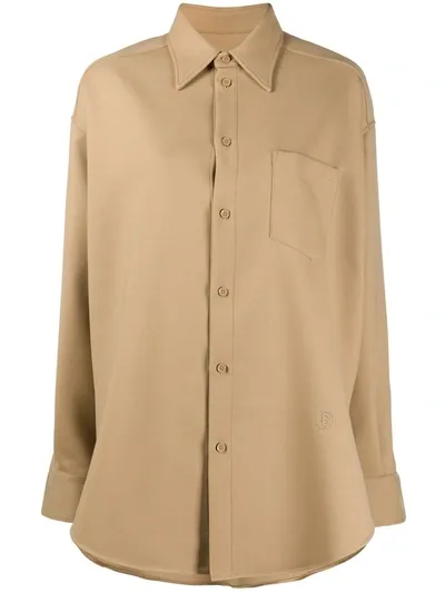 Mm6 Maison Margiela Oversized Logo Shirt In Neutrals