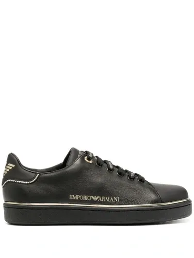 Emporio Armani Low-top Logo Sneakers In Black