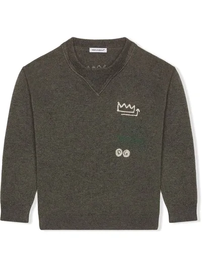 Dolce & Gabbana Kids' Embroidered-motif Jumper In Grey