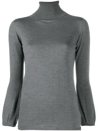 Zanone Roll Neck Long-sleeved Sweater In Grey