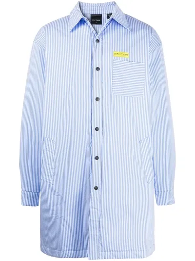 Daily Paper Long-line Pinstripe Shirt In Blue