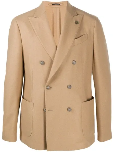 Lardini Double-breasted Patch Pocket Blazer In Neutrals