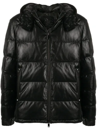 Desa 1972 Leather Padded Jacket In Black