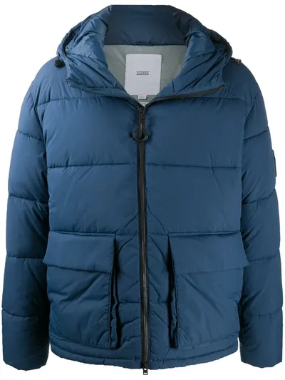 Closed Hooded Puffer Jacket In Blue