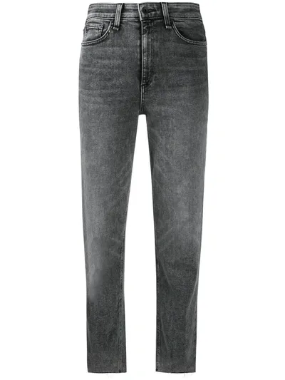 Rag & Bone Maya Cropped Chain-embellished High-rise Straight-leg Jeans In Night Ride