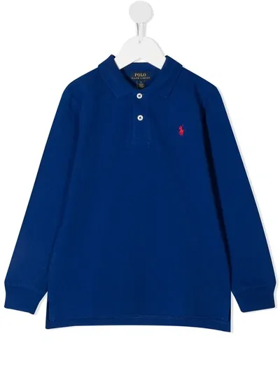 Ralph Lauren Kids' Embroidered Logo Polo Shirt In Blue