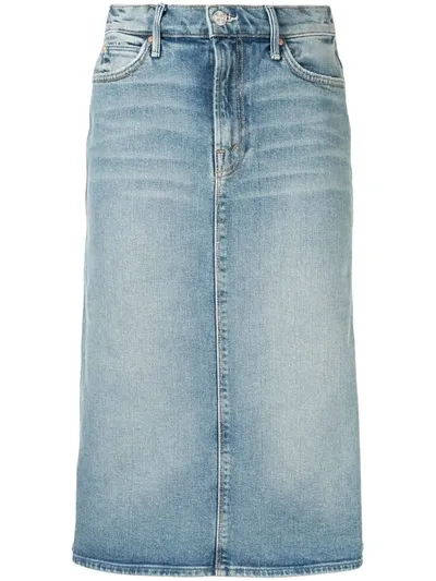 Mother Denim Pencil Skirt In Blue