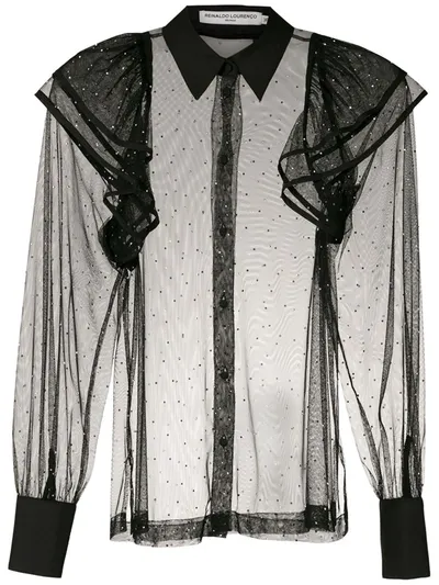 Reinaldo Lourenço Ruffled Sheer Shirt In Black