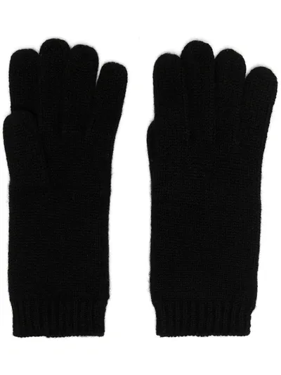 Aspesi Ribbed-knit Edge Gloves In Black