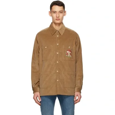 Gucci Mushroom-embroidered Corduroy Shirt Jacket In 9727 Saturn