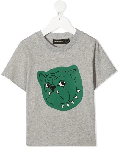 Mini Rodini Kids' Dog Print T-shirt In Grey Melange