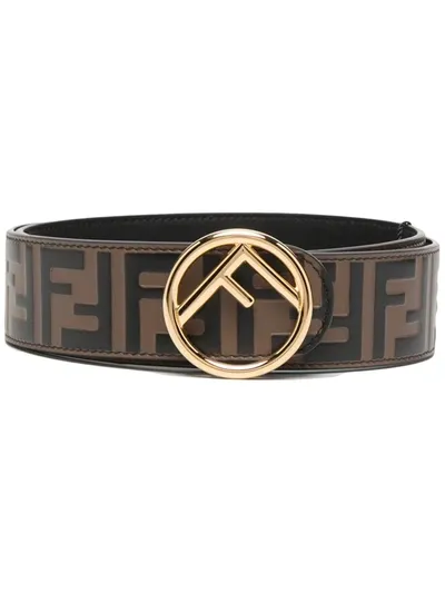 Fendi Logo Embossed Belt In Brown