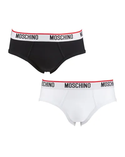 Moschino Pack Of Two Branded-waistband Stretch-cotton Briefs In White