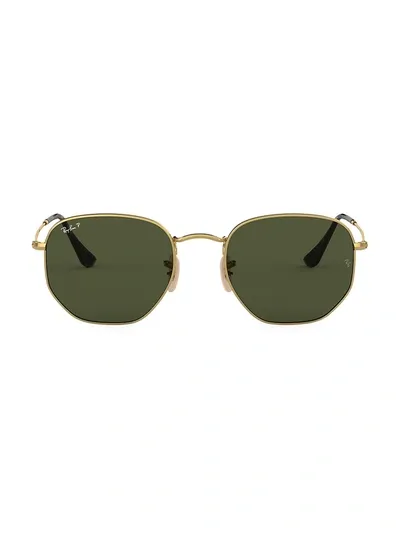 Ray Ban Hexagonal Legend Gold Sonnenbrillen Gold Fassung Grün Glas 48-21 In Dark Green