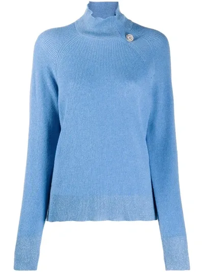 Liu •jo Crystal-button Jumper In Blue